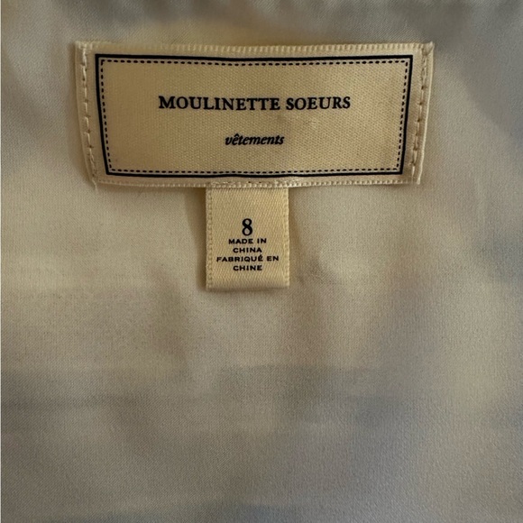 Anthropologie Moulinette Soeurs Pale Blue Ethereal Silk Cotton Leaf Print Dress - Picture 3 of 7